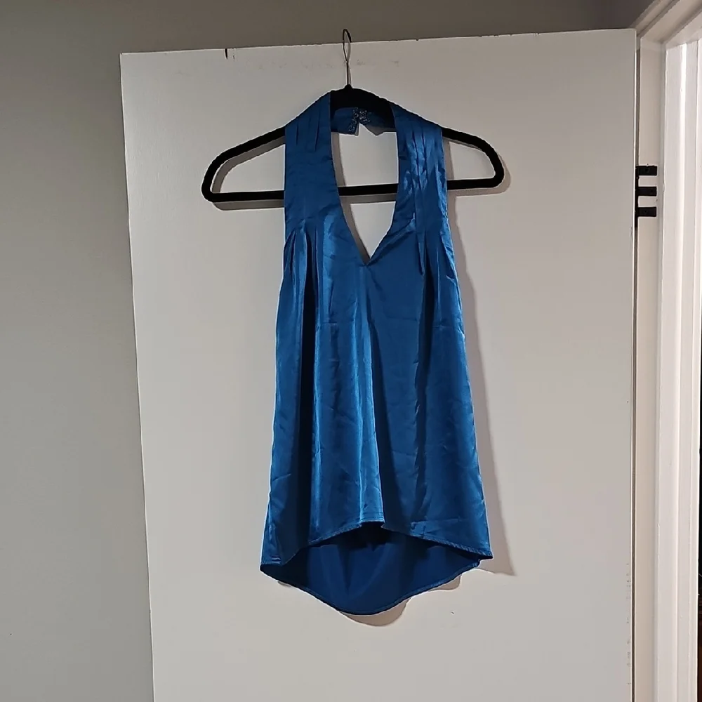 Superdown Vibrant Blue Halter Tank Top - Picture 1 of 4